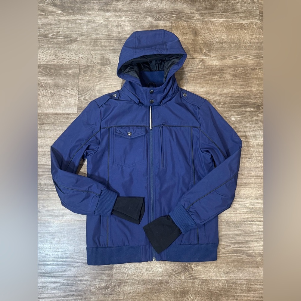 BAUBAX Mens  Full Zip Hooded Travel Bomber Jacket - many features Hoodie Blue M